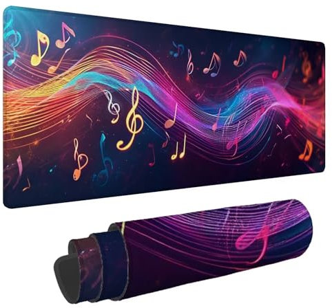 Alfombrilla Raton Música Alfombrilla Ratón XXL 1200x600x3mm Mouse Pad Color, con Bordes Cosidos Impermeable Desk Mat Mousepad Gaming, Mejora la precisión y la Velocidad for Ratón y Teclado N-454