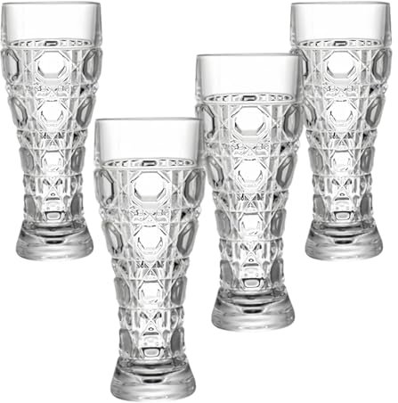 Supercap - Vasos de cerveza transparentes con montaña, cristalería alta y moderna, diseño único para cerveza artesanal, pub, camping, al aire libre (flower, small 4pcs)