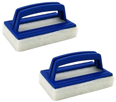 LUMOOM Juego de 2 cepillos de piscina, esponjas de piscina con asa, estropajo de mano para limpieza de piscinas, cepillo de algas, limpiador de bordes, cepillo de plástico para piscina, cepillo de