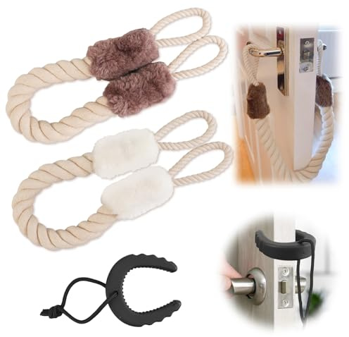 3 Stück Türstopper Klinke Baumwolle Türkordel | Klemmschutz für Türen, Türkordel Türstopper für Haustier, Babys und Kinder, Fingerschutz, Verhindert Türknallen