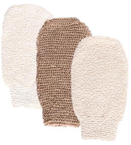 BESTYASH 3 Stück Peeling-handschuh Aus Natürlichem Jutefaser Und Bambusfaser, Hautfreundliche Dusch- Und Badeshandschuhe, Sanftes Hautpeeling Und Massage Für Damen Und Herren, Vielseitig Ei