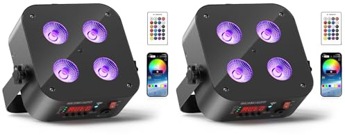 Oloaxolx 2er Akku LED par licht 4x18 W RGBWA UV 6-in-1 Wiederaufladbarer Bühnenlicht disco Uplights mit APP/DMX/Fernbedienung Kontrollmethoden LED par Scheinwerfer für DJ party Hochzeits Geburtstags