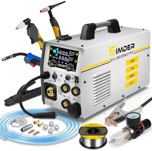 SSIMDER MIG Schweißgerät Plasmaschneider Schweißer Combo 240V 160A Gas MIG/Fülldraht Schweißen/Lift WIG/Stick/Plasmaschneiden 6 in 1 Schweißmaschine für Heim DIY & Industrielle Verwendung