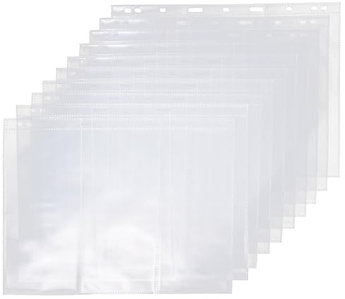 Sewroro Universal 9-Hole Loose Leaf Binder Paper Currency Album Refill Pages 280x215mm 10pcs Money Sleeve for Bills and Travel Tickets Storage