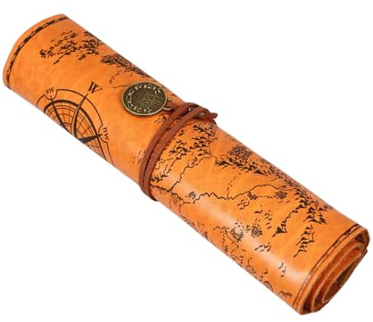HAPINARY Vintage Rollmäppchen aus Canvas Leder Gerollte Stifterolle mit Großem Fassungsvermögen Schützender Federmäppchen Organizer für Künstler Platzsparend und Robust für Buntstifte und