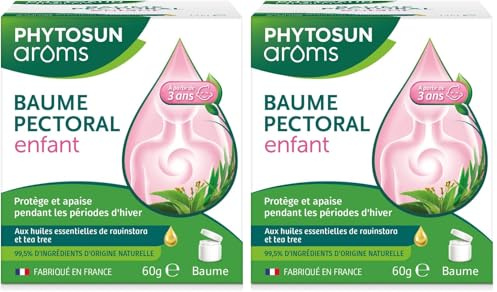 Baume Pectoral Enfant - protège et apaise pendant les périodes d'hiver - Aux Huiles Essentielles - 60g (Lot de 2)