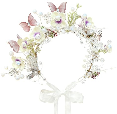 Fascia per Corona di Fiori, Coroncina di Fiori, Fasce per Capelli Regolabili con Floreale per Matrimoni, Sposa Fiore Ghirlanda Fascia Bohémien per Festival, Celebrazioni, Servizi Fotografici, Feste