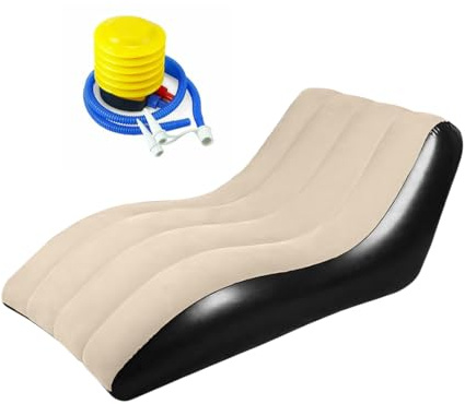 MIUUIPI Aufblasbares Sofa, Aufblasbarer Sessel, Luftsofa, Campingsofa, Tragbare Flocking Aufblasbare Couch mit Beflockter Oberfläche für Outdoor Camping Strand Wohnzimmer (Khaki)