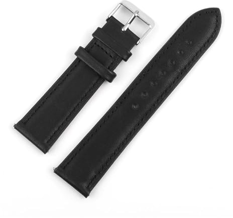 FYXT Vintage Läder Klockarmband 20 Mm Olika Stil Klockremsbyte Spänne I Rostfritt Stål For Män Kvinnor Klocktillbehör(Black)