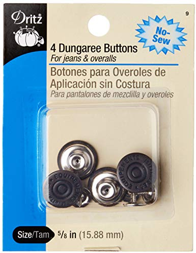Dritz 9 No-Sew Dungaree Buttons, Copper, 5/8-Inch 4-Count