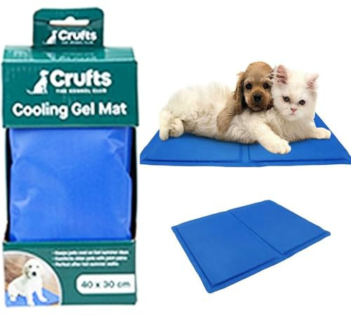 Crufts - Self Cooling Pet Dog Gel Mat 40cm x 30cm Travel Playing Training Pad,Blue