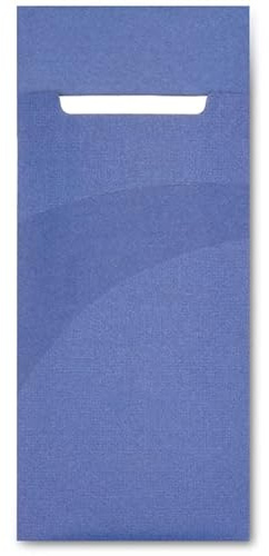 520 Bestecktaschen Serviettentaschen Hartpapier 85x200mm Blau inklusive Serviette 40x40cm 2lg weiß