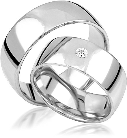 2x Platin Eheringe Partnerringe Trauringe Verlobungsringe inkl. Gravur und Steine PTJC04-600