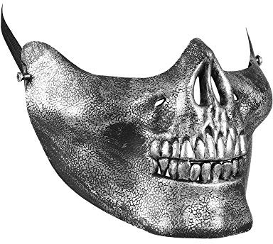 shoperama Totenkopf Halbmaske Silber Skull Schädel Skelett Geist Gevatter Tod Halloween Kostüm-Zubehör Maske