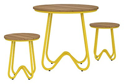 Novogratz 3-teiliges Bobbi Outdoor Bistro-Set, Gelb, 75 x 75 x 71.5 cm
