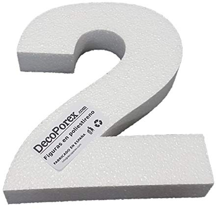 DecoPorex - Nummer 2, 20 cm hoch, 3 cm dick, aus expandiertem Polystyrol zur Dekoration von Veranstaltungen, Feiern, Jubiläen und Geburtstagen