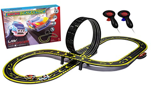 Scalextric G1149M Micro Car Race Track Sets for Kids Age 4+ - Law Enforcer Racing Construction Set, Mains Powered Electric Car Track, Slot Cars Kids' Play Vehicles - Mini Racing Toys for Boys