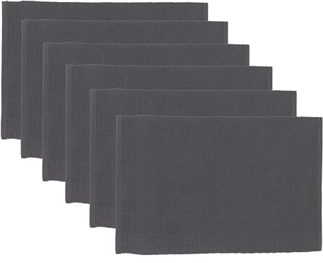 RAJRANG Poly-Baumwolle Tischsets, 6er Set, für Esszimmer und Küche, Stoff Platzsets, Anthrazitgrau, 19x13 Zoll