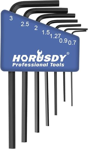 SEDY 7-teiliges Mini-Sechskantschlüssel-Set, L-förmiger Inbusschlüssel, 0,7 mm, 0,9 mm, 1,27 mm, 1,5 mm, 2 mm, 2,5 mm, 3 mm, Cr-V
