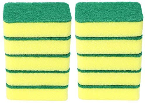 10 x Anti-Scratch Scouring Pads for Scrubbing 4.3 x 2.8 for Scrubbing Kitchen, Dishes, Yellow