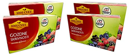 Té de frutas de las montañas de los Alpes: el mejor té de hierbas con sabor a mora y frambuesa 4 paquetes por 20 bolsas (80 bolsas de té) (Secretos del bosque - 80 bolsas)