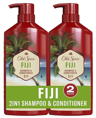 Old Spice Mens 2-in-1 Shampoo and Conditioner Set, Fiji, Coconut & Tropical Wood Scent, For All Hair Types, Healthier, Fuller, Moisturized Looking Hair, 21.9 fl oz Each, Twin Pack