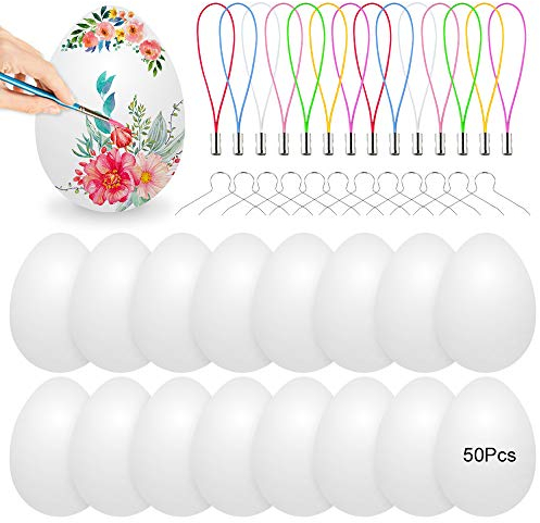 Bluelves Huevos de Pascua, 50 Huevos Blancos Plásticos, Decoración de Pascua, Huevos de Pascua Juguetes Favores de Partido, Ideales para Huevos de Pascua Manualidades
