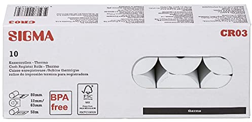 Sigma CR03 Kassenrollen Thermo BPA frei, 80 mm x 50 m, 55 g/m², 10 rollen