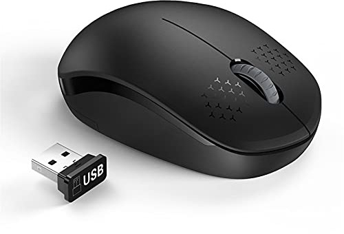 SUYING Mini souris USB portable, silencieuse, sans fil, 2,4 GHz, 1600 dpi, ergonomique, silencieuse, pour ordinateur portable, PC (noir)