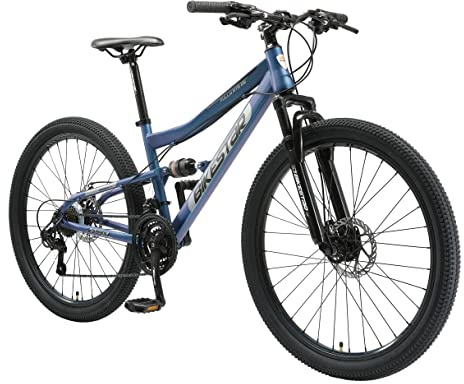 BIKESTAR MTB Mountain bike sospensione completa 26, freni a disco| Bicicletta MTB telaio 15 cambio Shimano a 21 velocità | Blu