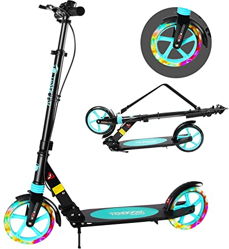 TENBOOM Roller Erwachense,klappbar Roller Cityroller Höhenverstellbar für Kinder 10 Jahre,Roller 2 Rädern Tretroller Kickscooter mit handbremse und Glocke