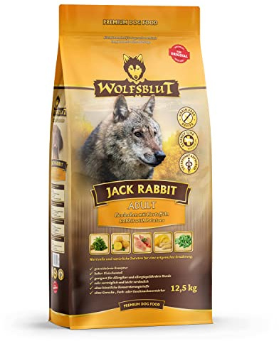 WOLFSBLUT – Jack Rabbit Adult | Trockenfutter mit natürlichen Zutaten und wertvollen Superfoods für ausgewachsene Hunde. Getreidefreies Alleinfutter ohne Zusatzstoffe im Beutel | 12,5kg Kaninchen