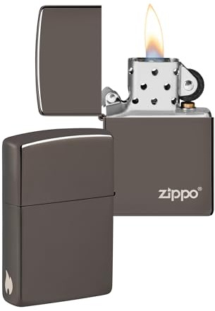 Zippo Sturmfeuerzeug - Black Ice mit Logo & seitlicher Flammengravur - Nachfüllbar - Wiederverwendbar - Windfestes Design - Geschenkbox - Made in USA - Amazon Exclusive