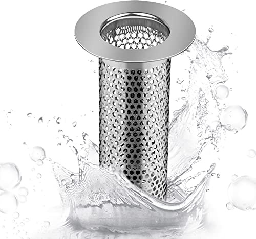 5.5 × 8 cm Waschbecken Sieb, DEANKEJI Abflusssieb Küchenspüle - Silber Edelstahl Waschbeckenstöpsel mit Sieb - Sink Strainer Einsetzbar für Küche, Bad, Balkonbodenablauf