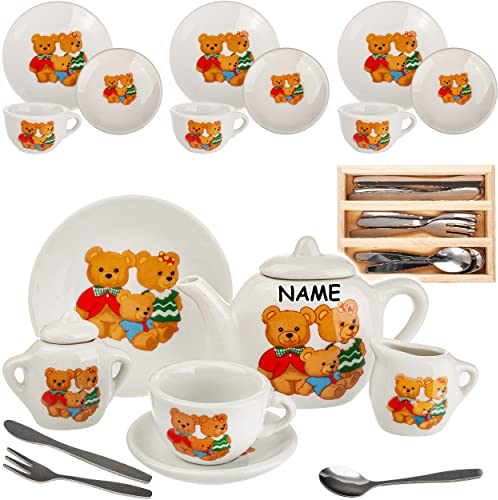 alles-meine.de GmbH Puppenküche - Geschirr & Zubehör Verschiedene Modelle wählbar 30 TLG. großes Set Puppengeschirr/Kaffeeservice & Teeservice - Teddybär - Tiere - inkl