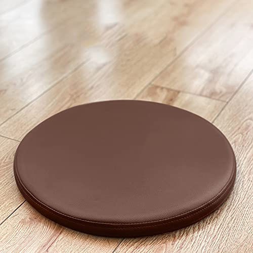 SUARIA Rund Memory-Schaum Sitzkissen Leder Atmungsaktiv Stuhlkissen Büro Tatami Sitzpolster Meditationskissen Für Bürostuhl Verwendung In Innenräumen-Dunkelbraun 35cm(14inch)