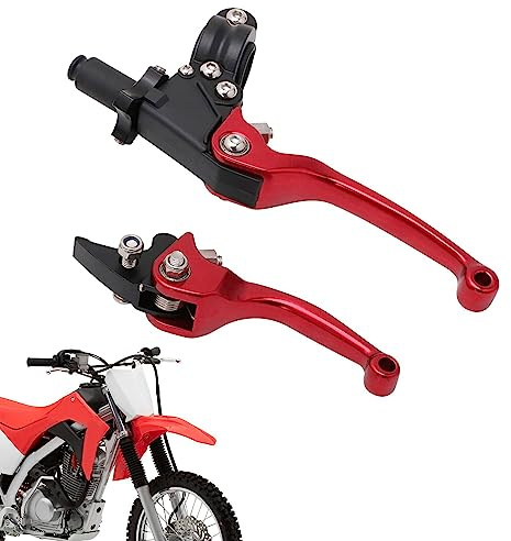 JFG RACING Motorcycle Clutch Brake Lever 7/8'' 22mm Folding Levers Aluminum Alloy Universal for 110cc 125cc 140cc 150cc SSR Apollo RFZ 125 DBX18/19 Xpro Coolster Thumpstar Baja Dirt Pit Bike Red