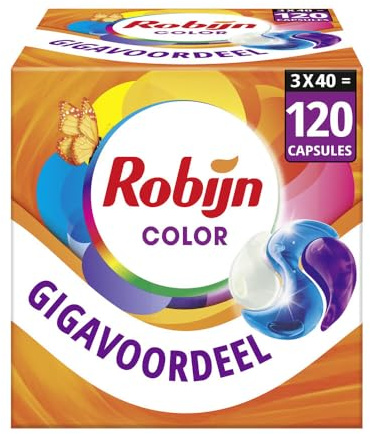 Robijn Classics Color 3in1 Waschkapseln, halten die Farben des bunten Waschens lang anhaltend strahlend - 3 x 40 Wäschen - Vorteilspack