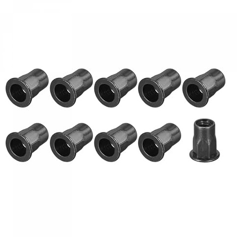 METALLIXITY Remache Tuercas (M6) 50 Uds Carbono Acero Negro | Mitad Hexagonal Roscado Inserción Tuercas para Sujetadores Mecánicos Muebles