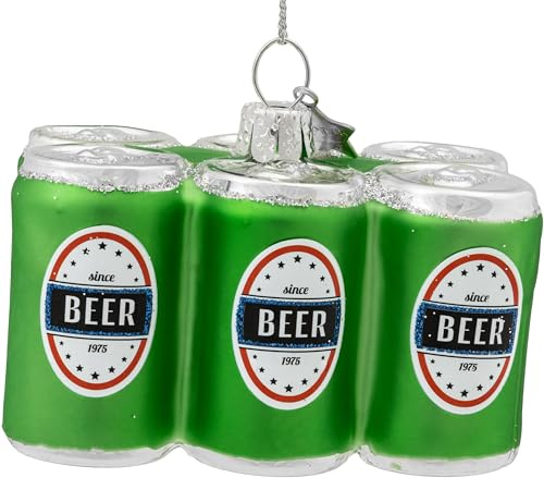 SIKORA Six-Pack Dosenbier besondere Weihnachtskugel Glas Christbaumschmuck Deko Figur Weihnachten Anhänger Ornament - Trend Line - BS630