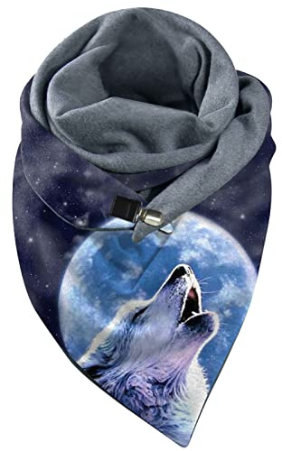 Schal Damen, Damen Schal 3D Wolf Drucken Dreieckschal Warm Weich Winterschal schal Poncho Lauschig Winddicht Halstücher Dreieckstuch Winter Halswärmer Deckenschal Schlauchschal
