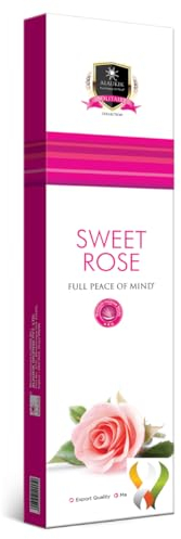 JRose Collections Alaukik Räucherstäbchen, handgerollt, 3 Packungen mit 12 Stäbchen, 50 g, mit JRose Räucherstäbchenhalter (Sweet Rose)