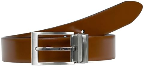 LLOYD Cinturón de cuero reversible para hombre, 35 mm, Coñac-black, 90