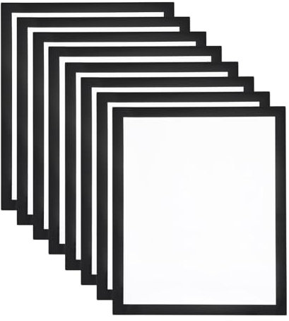 QUARKZMAN 8 Stück A4 Magnetrahmen, Info-Rahmen Selbstklebend Aufklappbarer Magnetrahmen mit Magnetverschluss, Bilderrahmen für Dokumente, Poster, Hinweise,Schwarz (31.5 x 25cm)