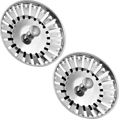 LICQIC Leak Proof Kitchen Sink Strainer Plug, Diameter 84 mm, 2 Pcs | Stainless Steel Kitchen Sink Accessories for Kitchen Sink Bowl
