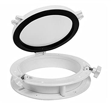 KOROBIE 265mm Marine Boat Yacht RV-Portloch ABS-Kunststoff Runde Hulkes Port Lights Ersatzfenster Port-Lochöffnung Portlicht Schiffs- und Yachtzubehör aus Edelstahl(Noir)