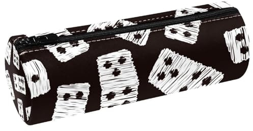 VAPOKF Domino Federmäppchen mit Spielkarten, Leder, Stifteetui, Münzbörse, Kosmetiktasche, Make-up-Tasche für Studenten, Schreibwaren, Schule, Büro, Aufbewahrung, multi, 20x6.3cm/7.9x2.5in,