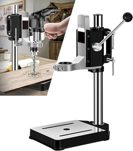 Drill Press Stand, Drill Press Stand Bench Top with Vise for Hand Drill, Adjustable Benchtop Drill Presses Holder with Aluminum Alloy Base for Drilling Vertical Holes,OneColor,A