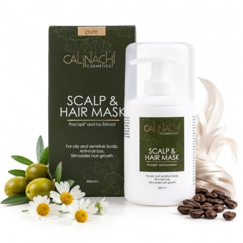 CALINACHI Protein-Haarmaske Teebaum Koffein 300 ml fettiges Haar | Protein-Haarmaske mit Procapil, Teebaumöl und Keratin pflegt fettige Kopfhaut und schenkt Längen ein volleres Gefühl