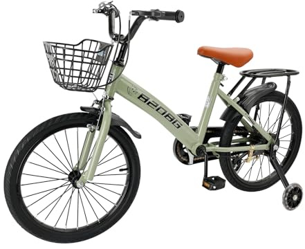 18 Zoll Kinderfahrrad, Hochwertiger Kohlenstoffstahlrahmen, Verstellbarer Sitz & Lenker, Doppelbremsen, Integrierte Naben, Abnehmbarer Korb, Stützräder, Komfortabler Sattel, Jungen/Mädchen Fahrrad